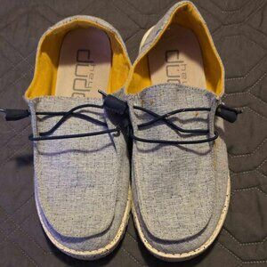 Hey Dude WOMENS 9 Wendy Blue Cream Comfort Shoes EUC